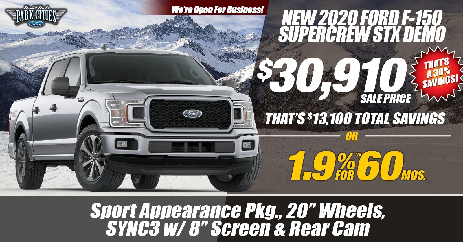 New 2020 Ford F-150 STX Demo Available for Sale at Park Cities Ford of Dallas - Located in Dallas, TX