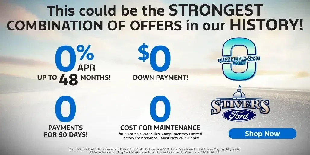 Special offer on 2025 Ford F-150 QUADRUPLE-ZERO SALES EVENT