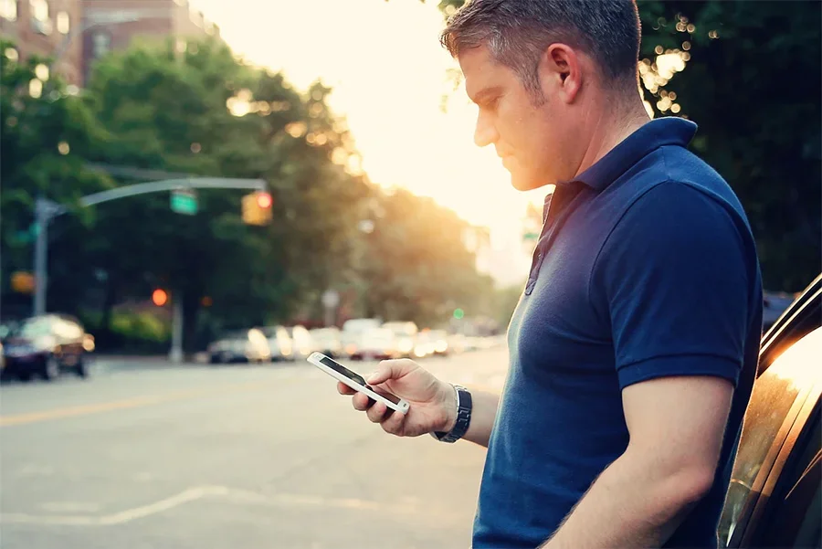 Men holding smartphone