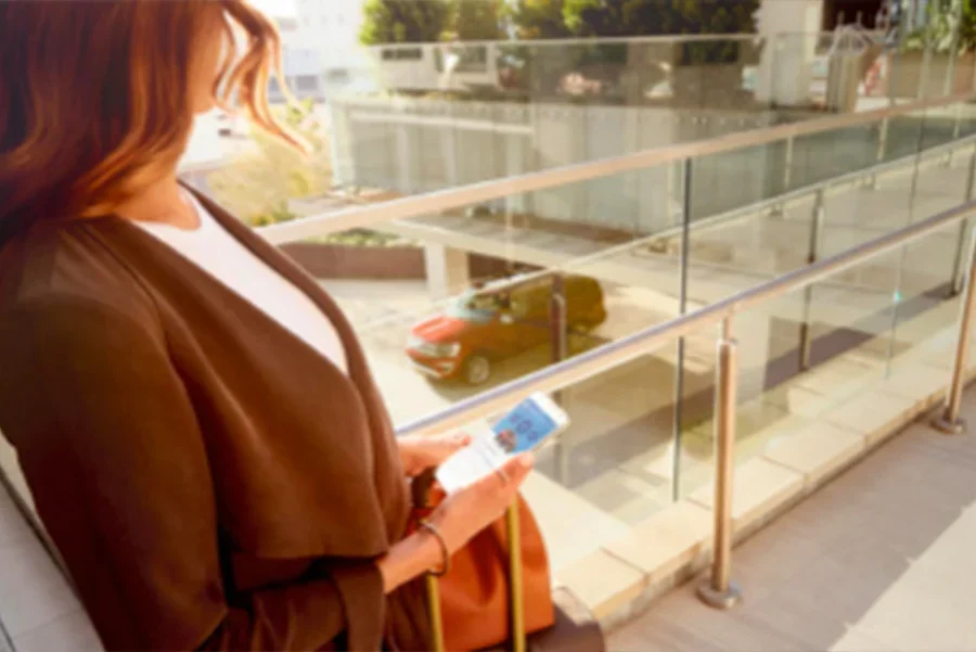 Woman holding smartphone