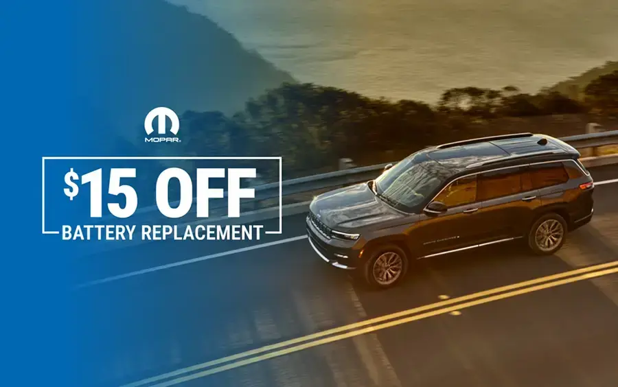 Coupon for $15 off* Battery Replacement 