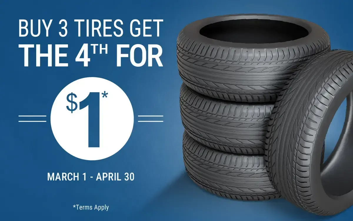 Coupon for Buy 3 Tires Get the 4th for $1 