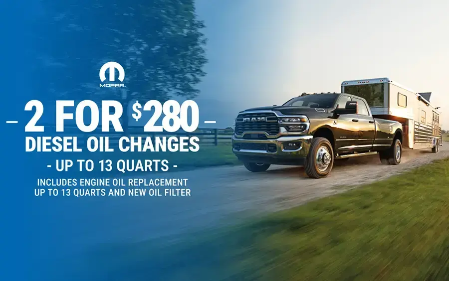 Coupon for 2 Diesel Oil Changes for $280 up to 13 quarts