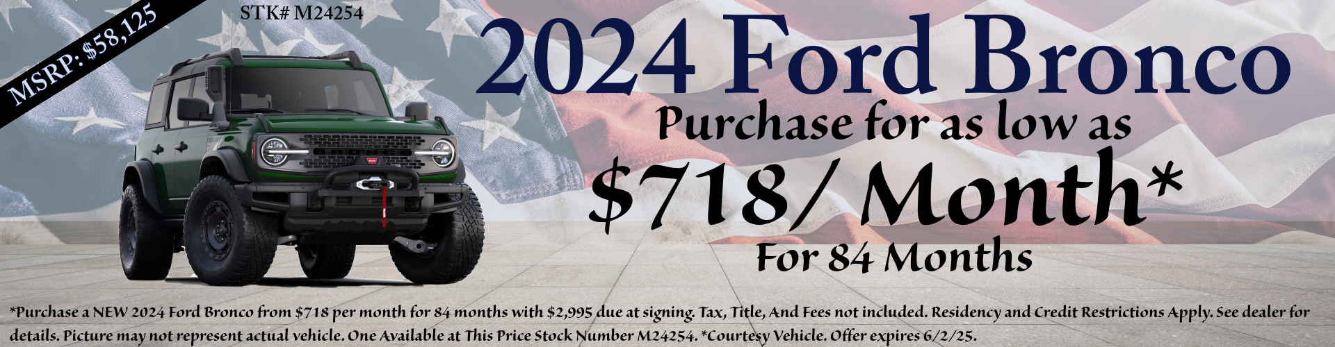 Special offer on 0   2024 Bronco Purchase Special