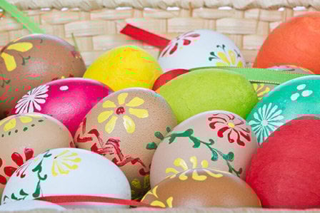 Easter eggs in a basket on Long Island, NY.