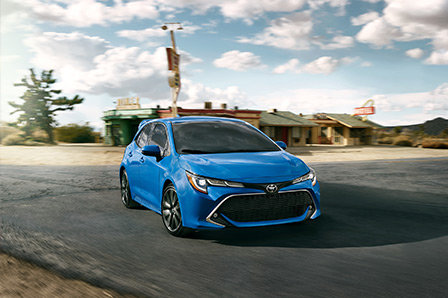 2019 blue Toyota Corolla Hatchback from Westbury Toyota on Long Island, NY.