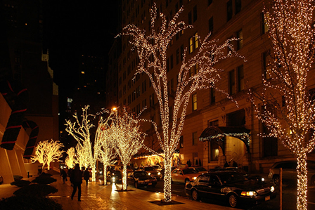 Christmas lights on street here on Long Island.