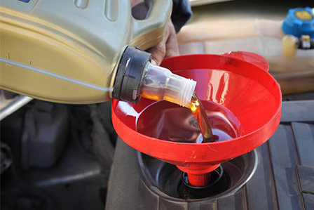 Changing the oil of a Toyota here on Long Island, NY.