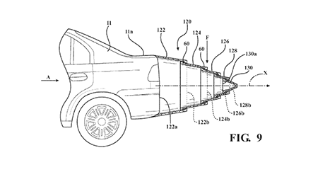 Toyota patent image for telescoping vehicle tail.
