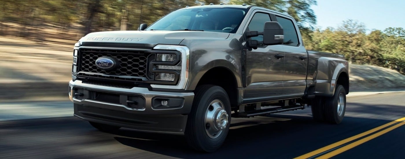 A grey 2026 Ford F-350 from the front.