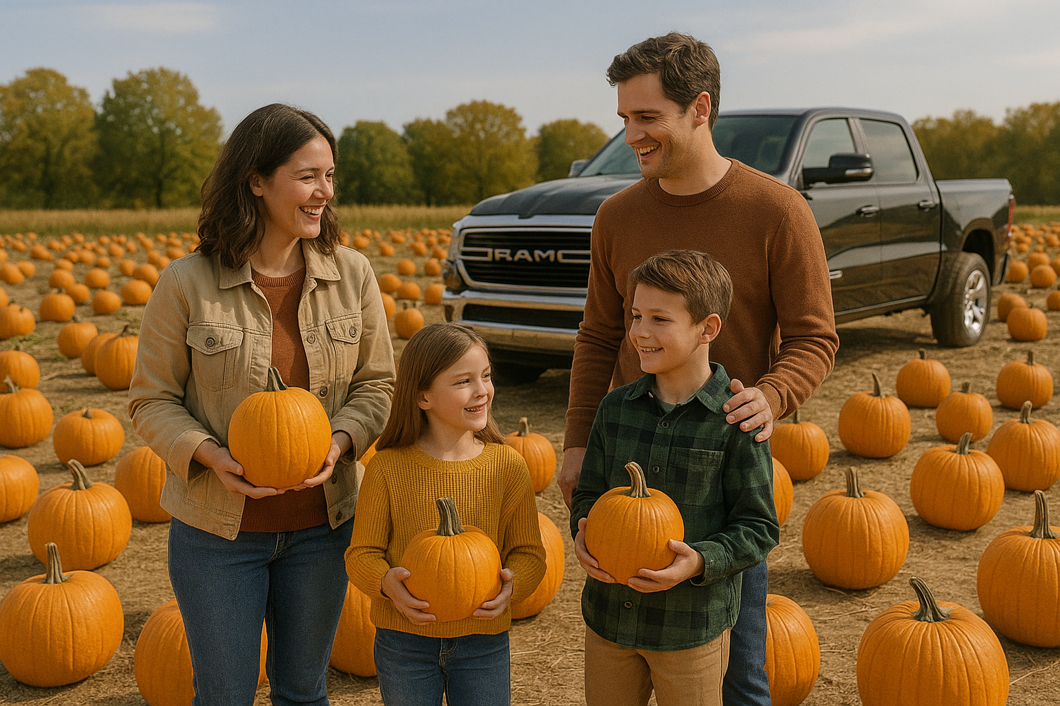 y at a pumpkin patch in Prattville, AL with a Ram 1500 truck