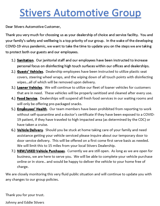 Stivers Chrysler Dodge Jeep Ram message