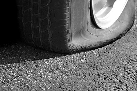 Flat tire on a car on Long Island, NY.
