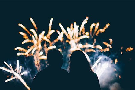 Fireworks exploding over Long Island, NY.