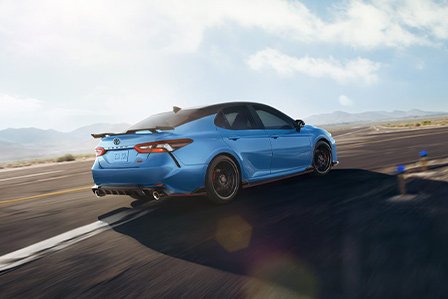 Blue 2022 Toyota Nightshade Edition Camry on Long Island, NY.