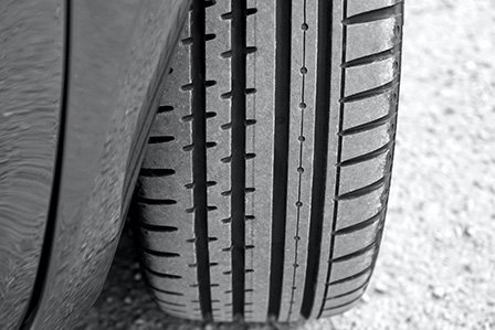 Uneven tire wear on a Toyota car on Long Island, NY.