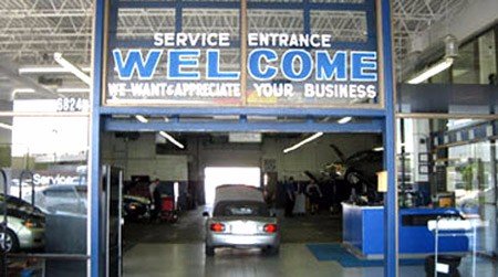 Inside the body shop at Blue Ridge Autos in Kansas City