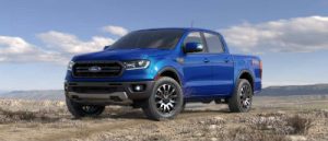2019 Ford Ranger exterior front fascia and drivers side parked in wilderness