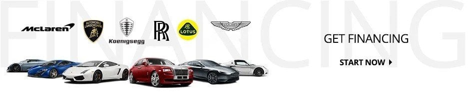 Auto financing on any new Aston Martin, Lamborghini, Lotus, McLaren, Koenigsegg, and Rolls-Royce vehicle for sale